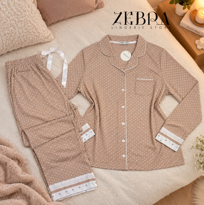 Pyjama Pluie de Cœurs – Ensemble 2 pièces avec ruban