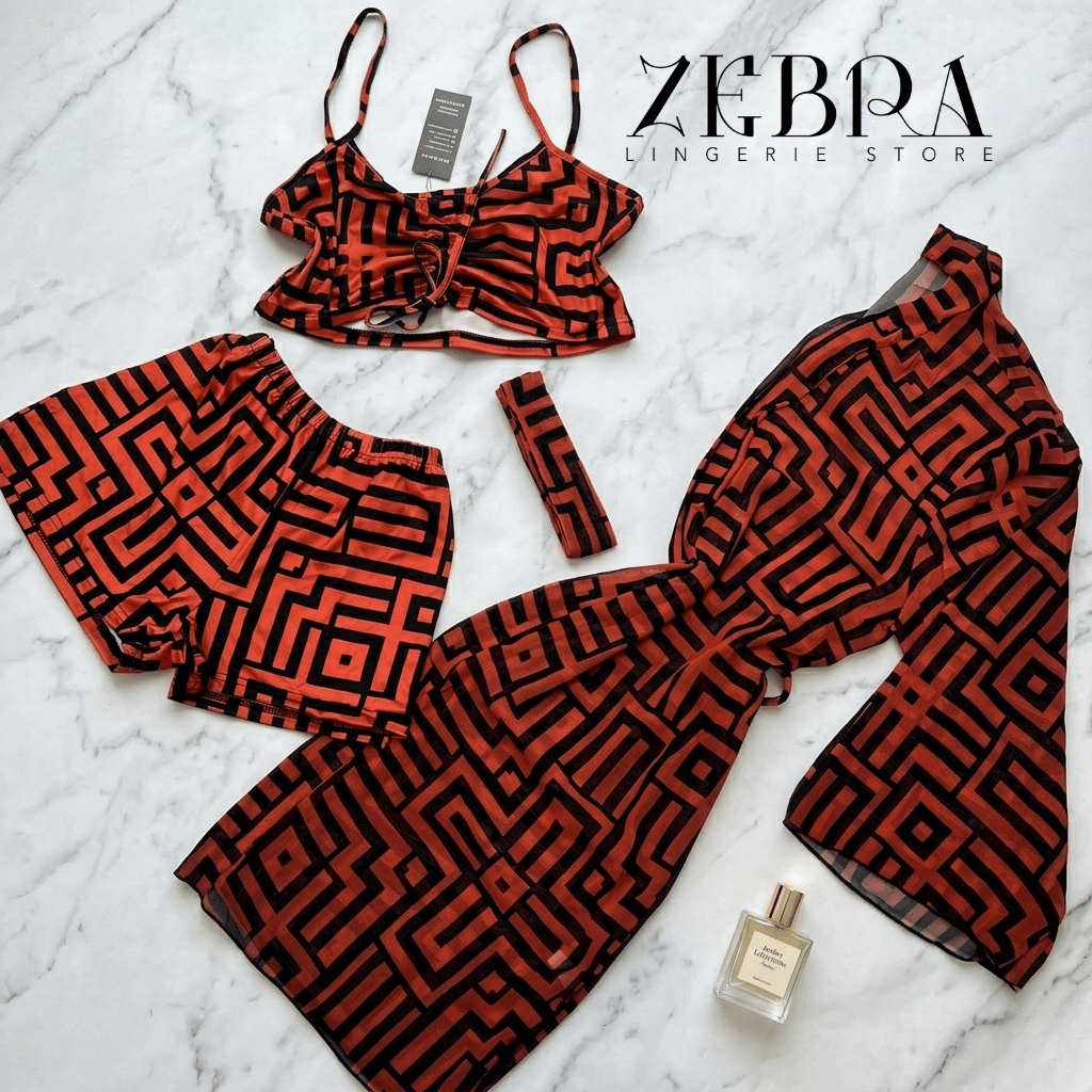Ensemble Plage 4 Pièces Sunset Geo – Collection Zebra