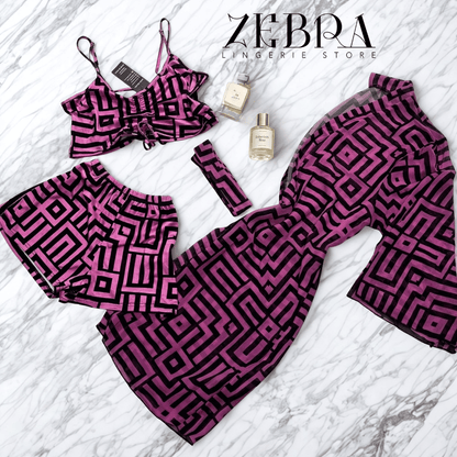 Ensemble Plage 4 Pièces Sunset Geo – Collection Zebra