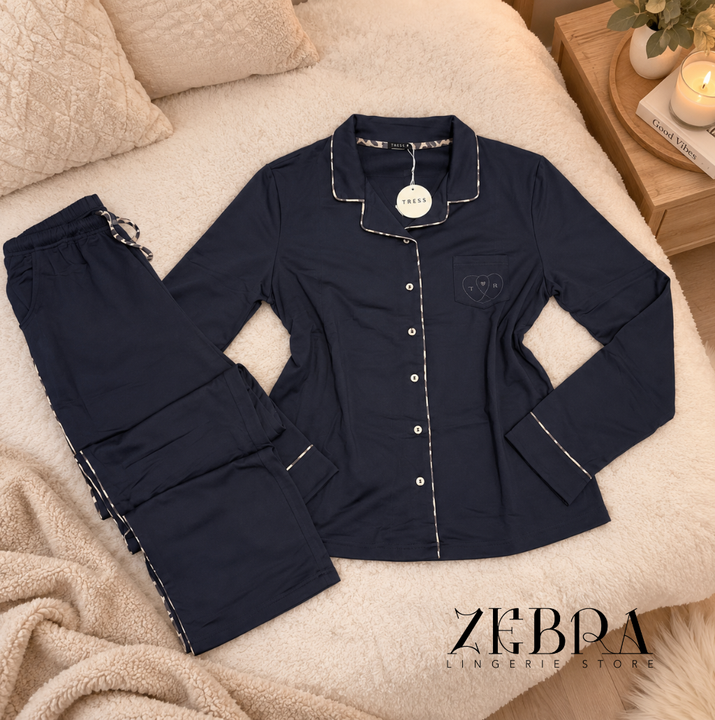 Pyjama Duo de Cœurs – Ensemble 2 pièces à finitions léopard